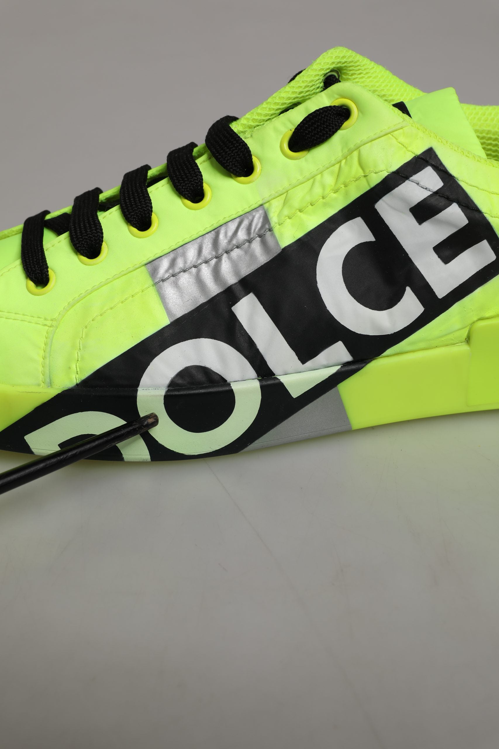 Dolce & Gabbana Green Logo Tape Low Top Portofino Sneakers Shoes
