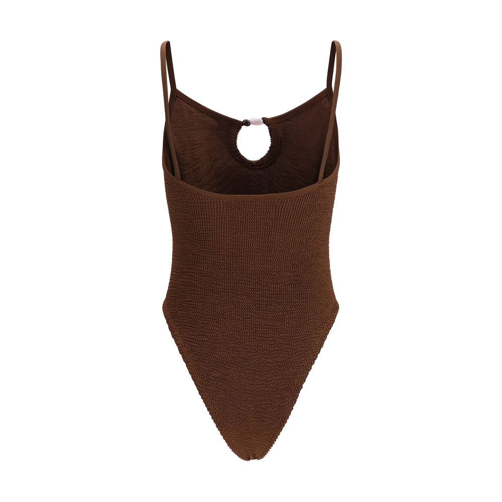 Hunza G Brown Polyamide One-Piece Swimsuit