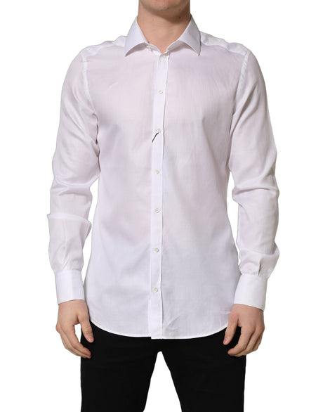 Dolce & Gabbana White Cotton Collared Dress Formal Men Shirt