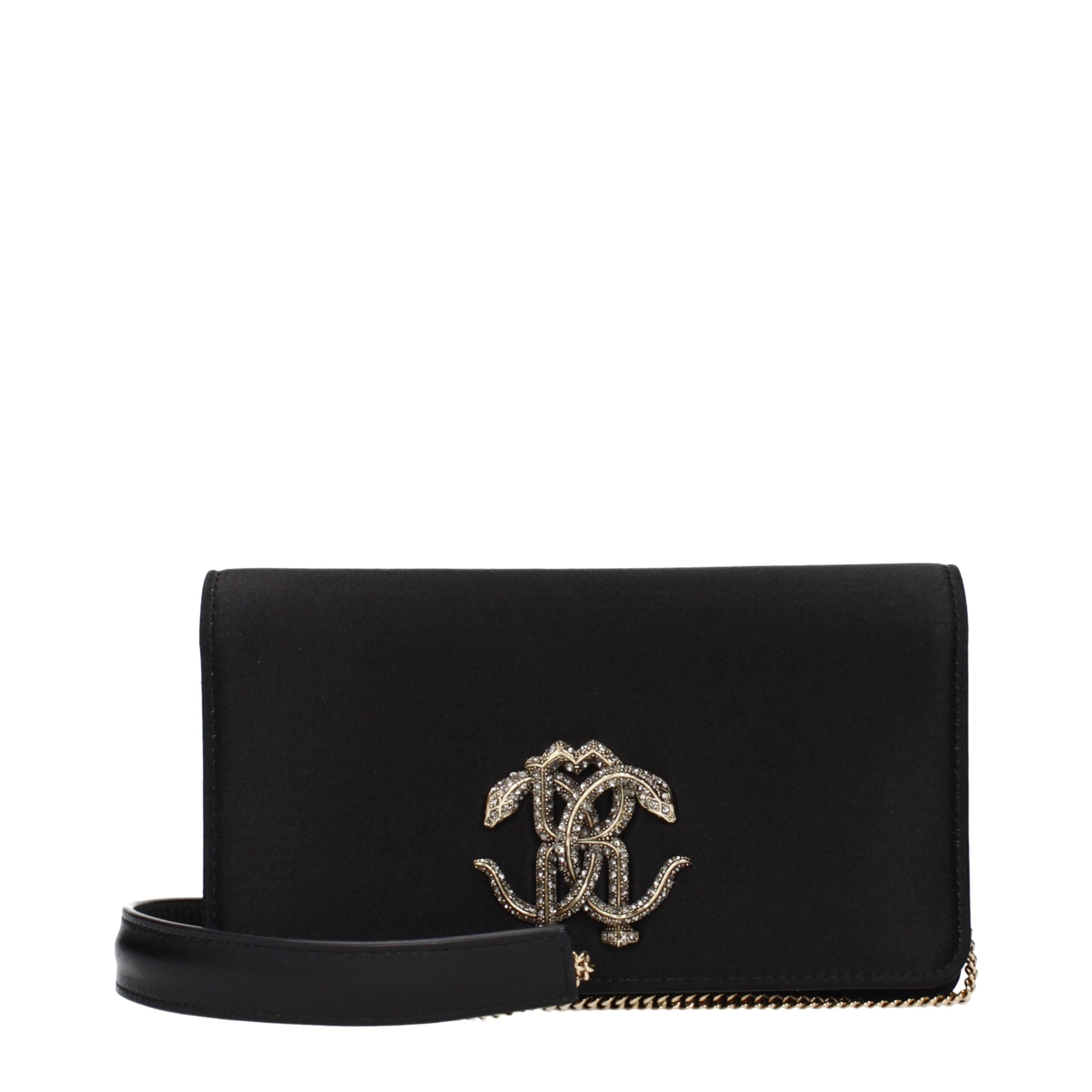 Roberto Cavalli Black Satin Clutch Bag