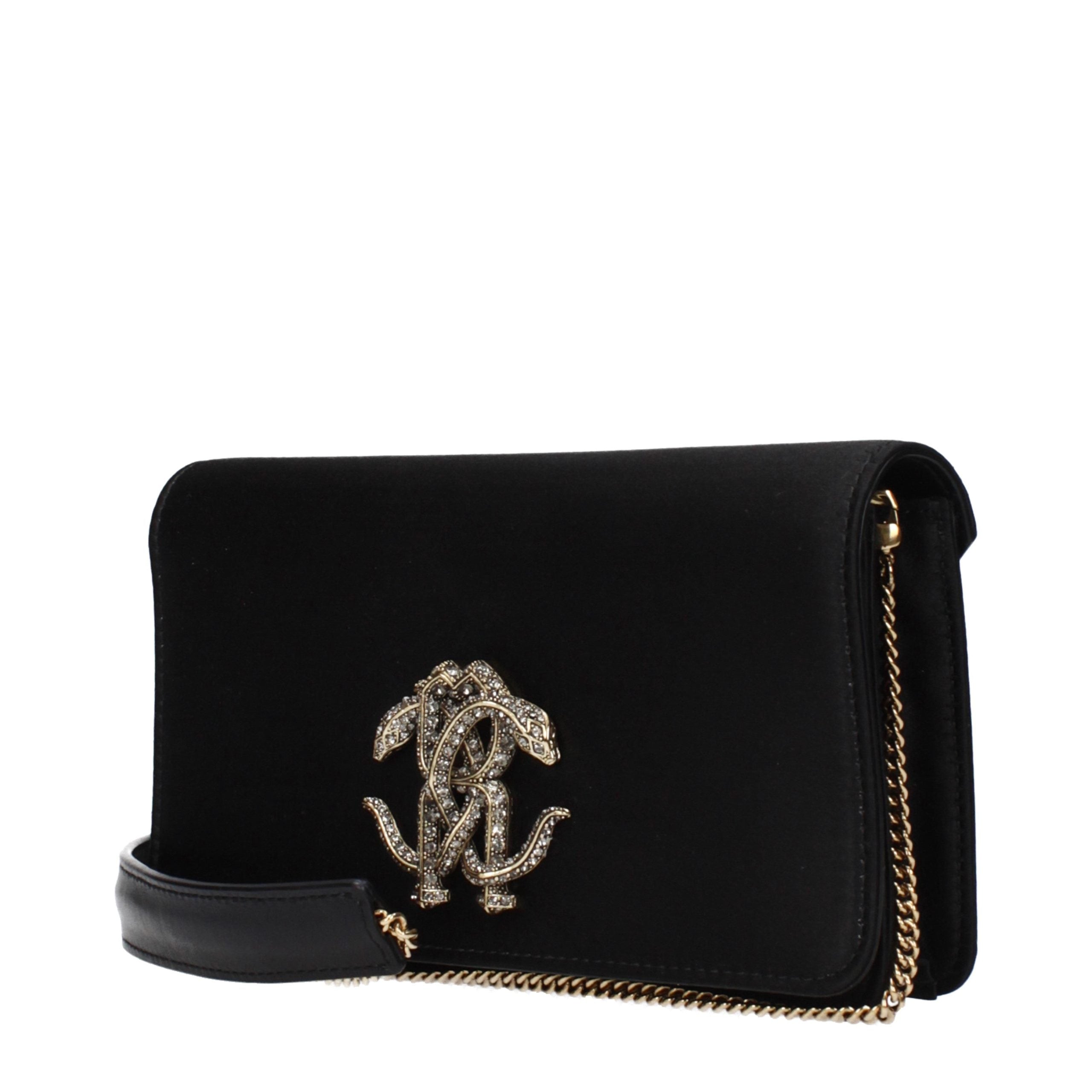 Roberto Cavalli Black Satin Clutch Bag