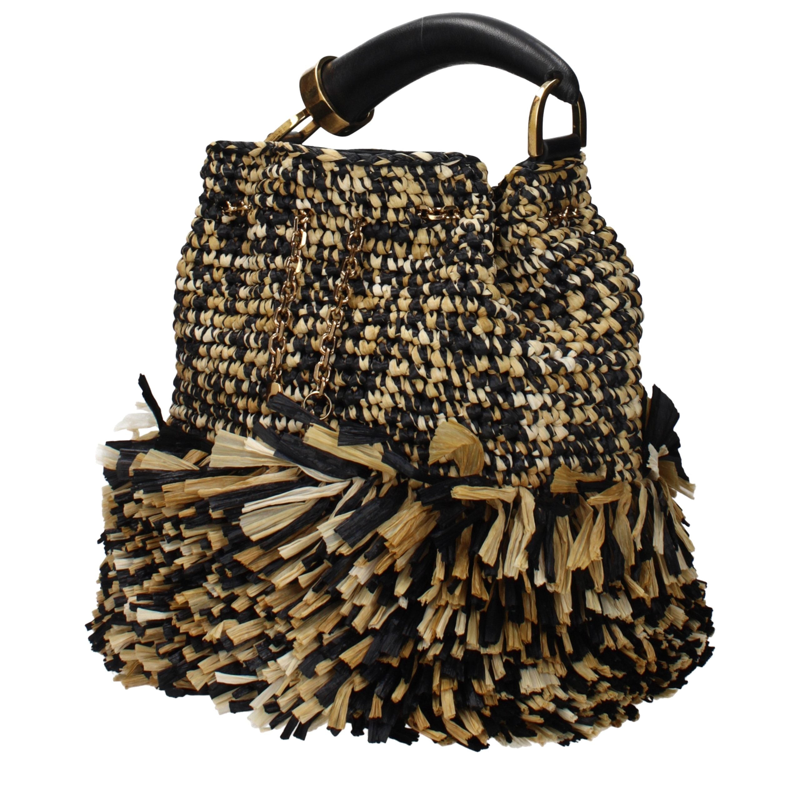 Roberto Cavalli Beige Raffia Handbag
