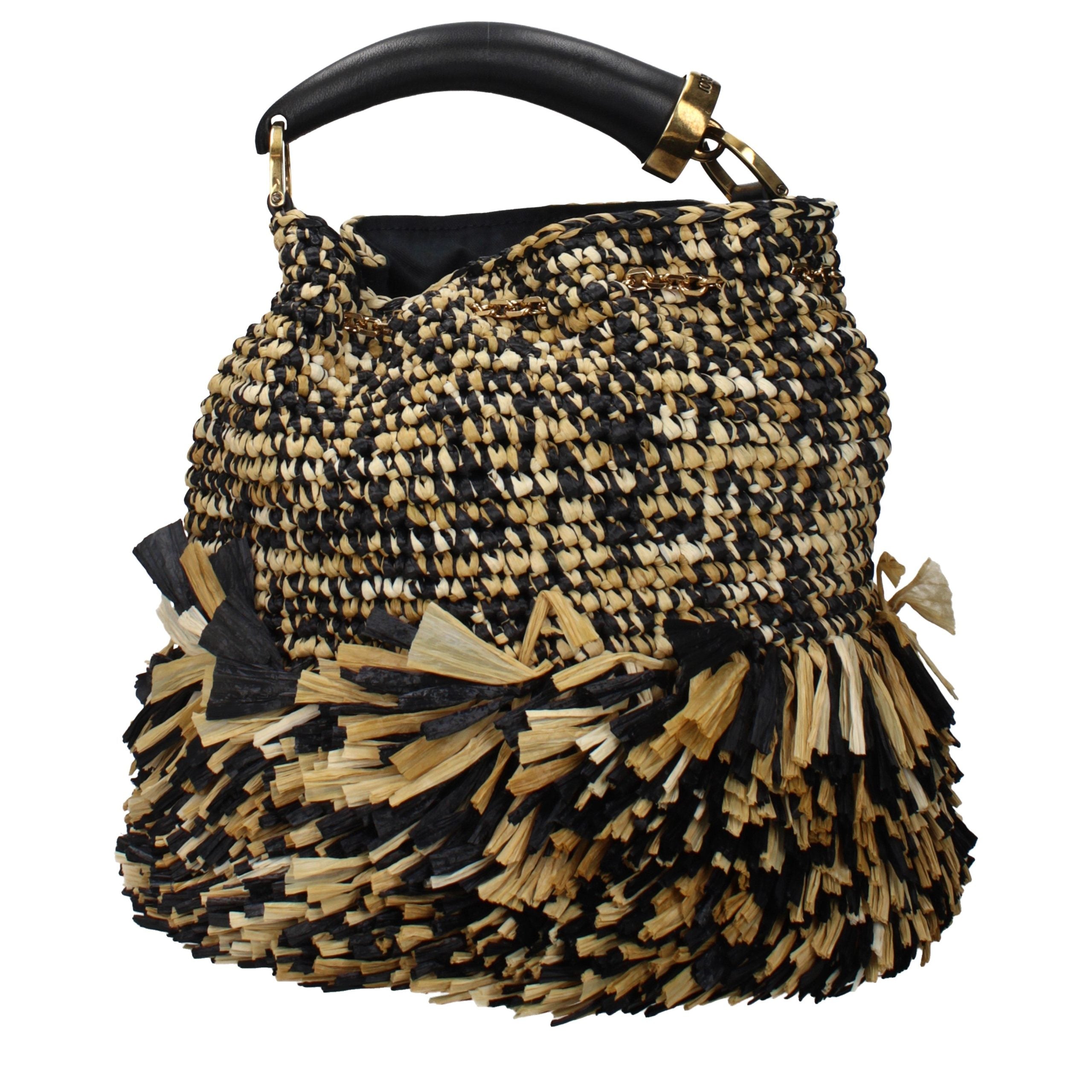 Roberto Cavalli Beige Raffia Handbag