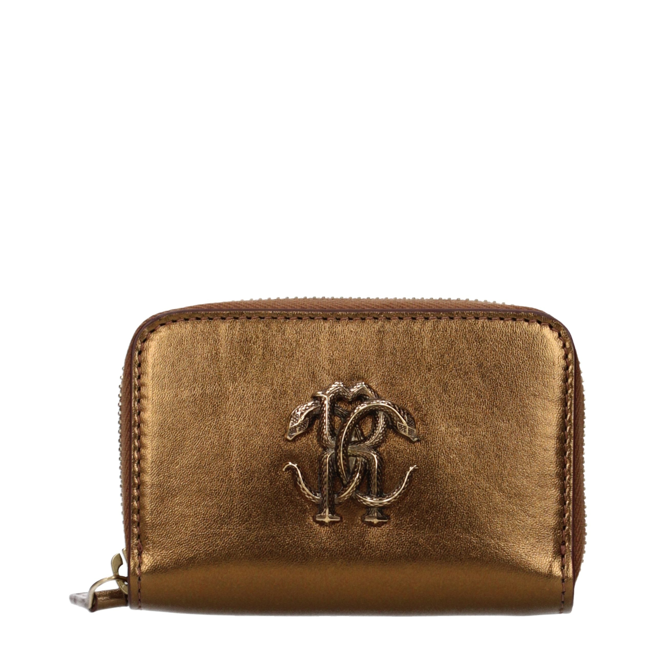 Roberto Cavalli Gold Leather Wallet