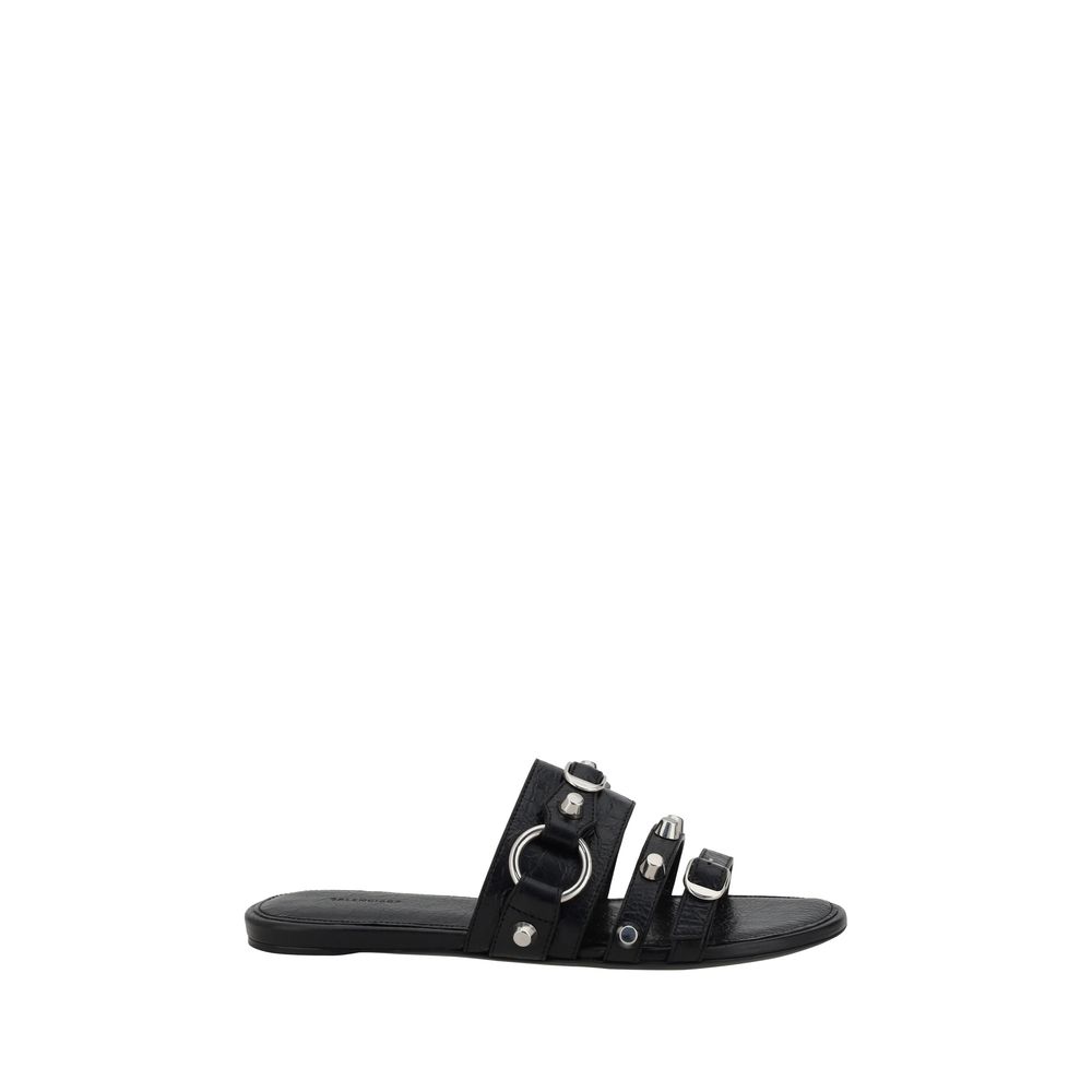 Balenciaga Black Lamb Ovis Aries Aries Flat Sandals