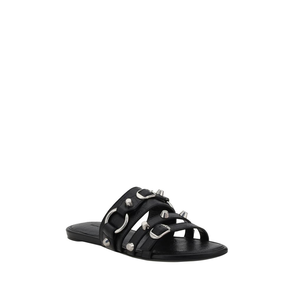 Balenciaga Black Lamb Ovis Aries Aries Flat Sandals