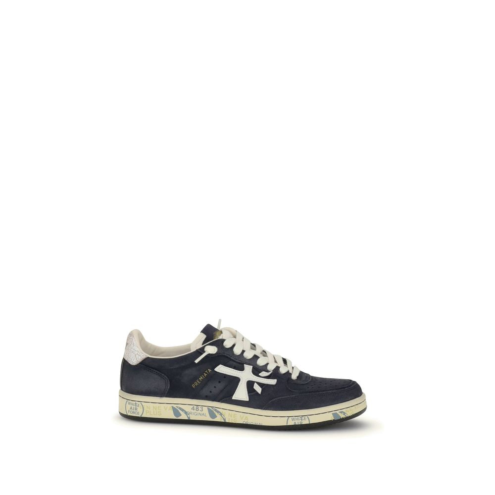 Premiata Blue Calf Leather Bos Taurus Low Top Sneakers
