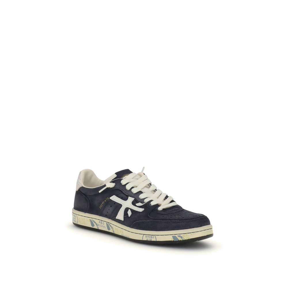 Premiata Blue Calf Leather Bos Taurus Low Top Sneakers