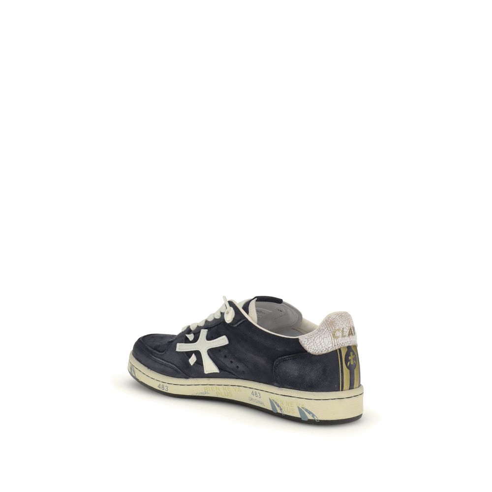 Premiata Blue Calf Leather Bos Taurus Low Top Sneakers