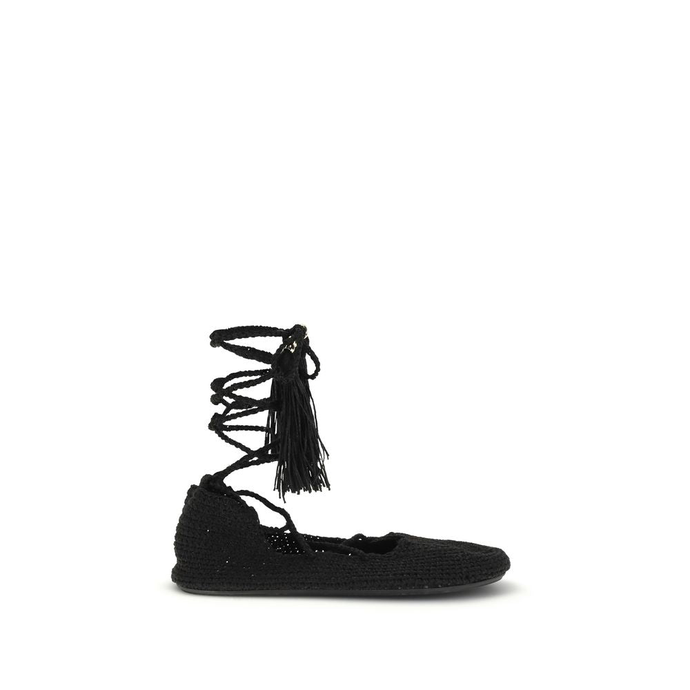 Alanui Black Recycled Polyester Ballet Flats