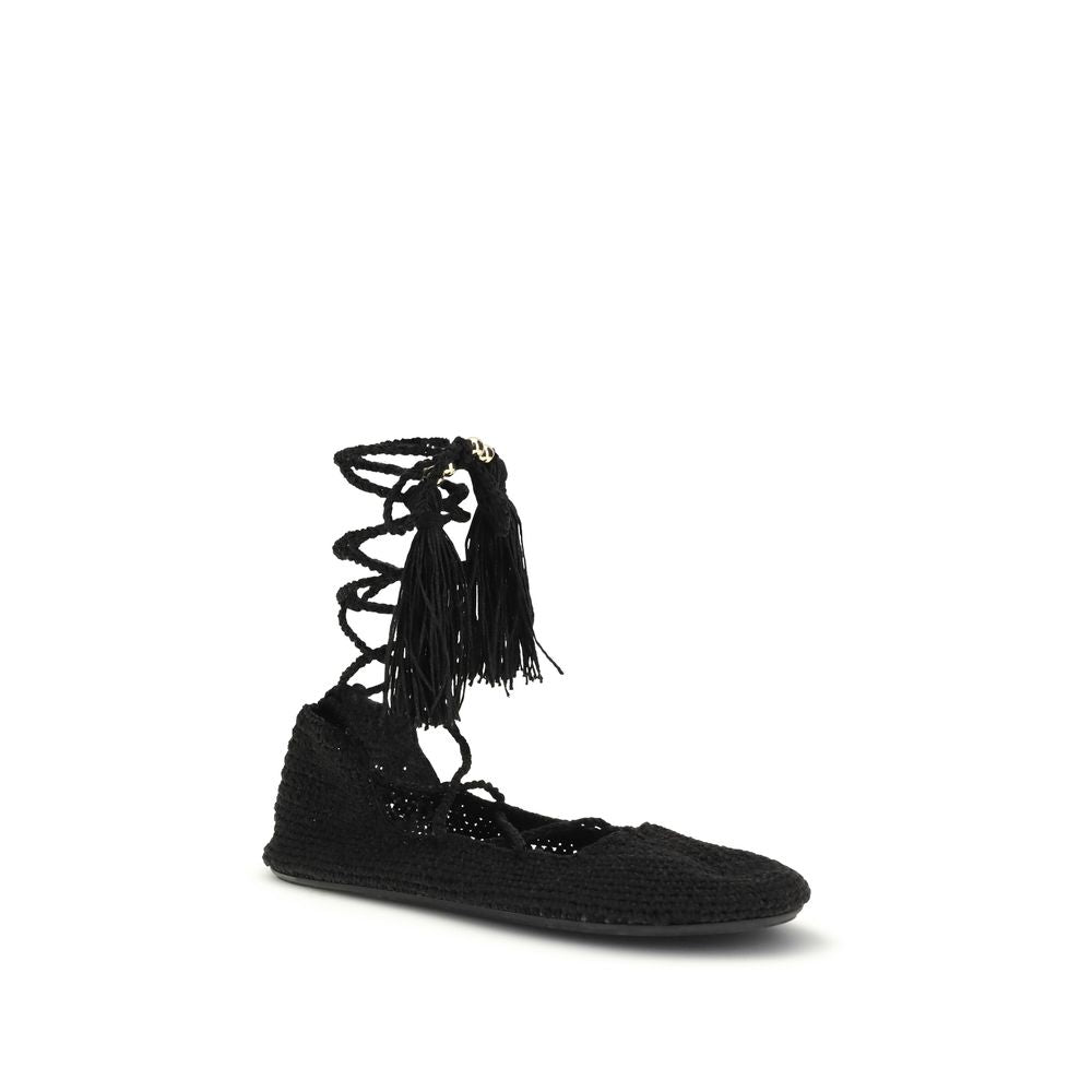 Alanui Black Recycled Polyester Ballet Flats