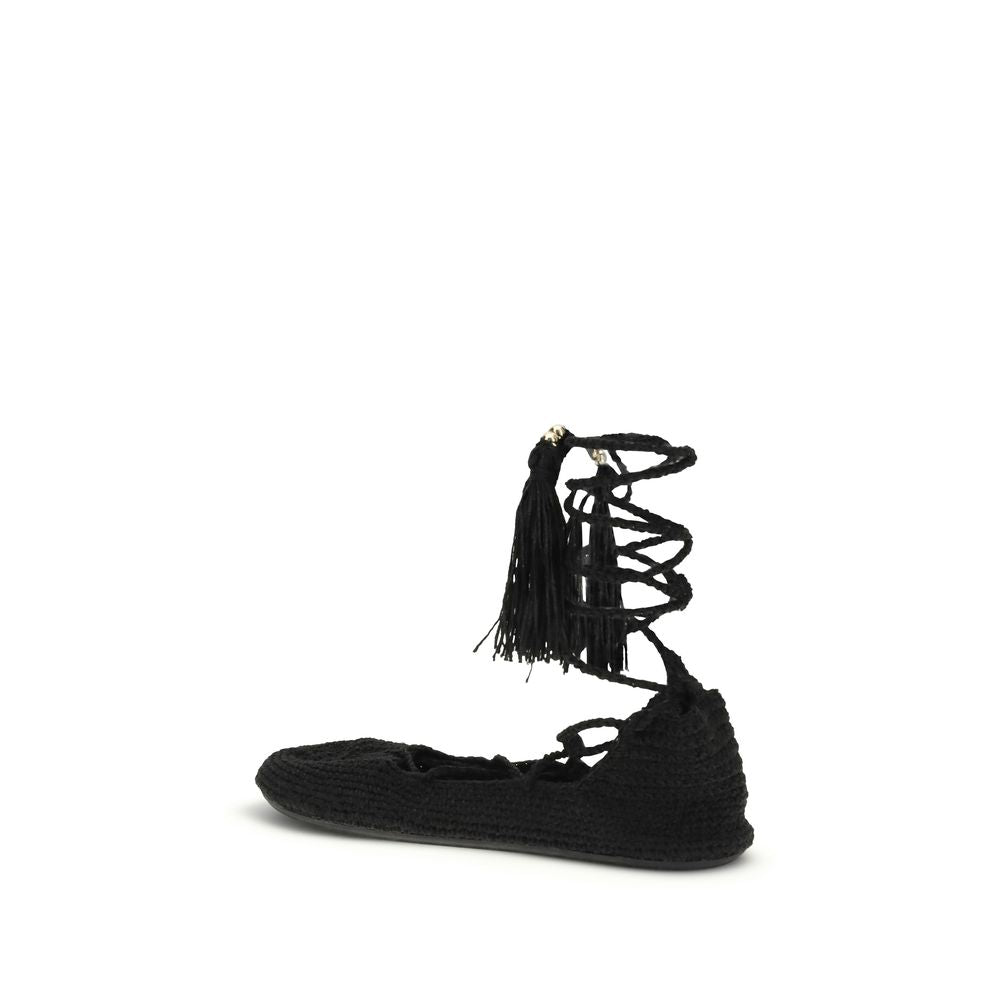 Alanui Black Recycled Polyester Ballet Flats