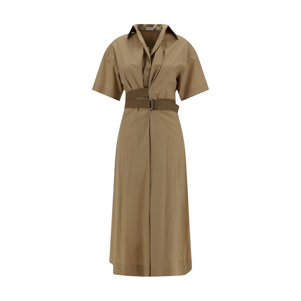 Brunello Cucinelli Brown Cotton Casual Dress