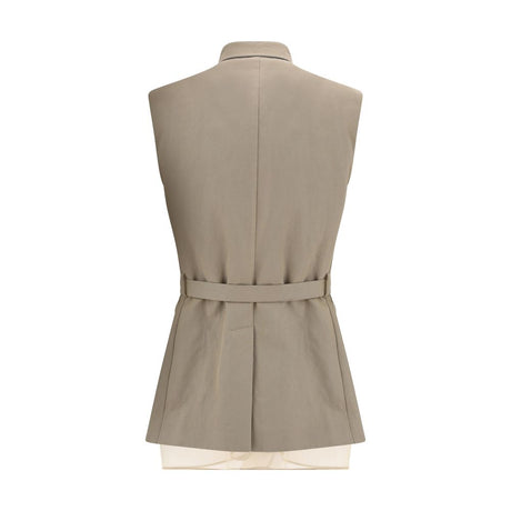 Brunello Cucinelli Beige Cotton Sleveless Jacket