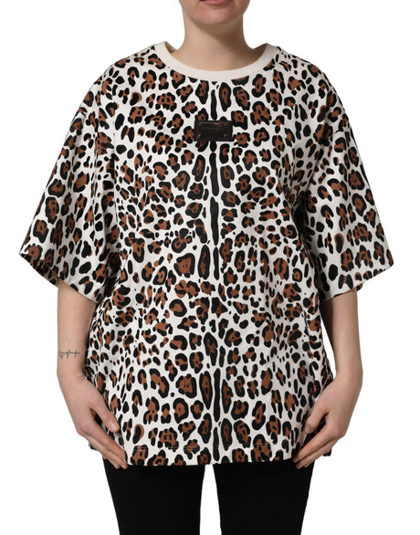 Dolce & Gabbana Multicolor Leopard Print Crew Neck T-shirt