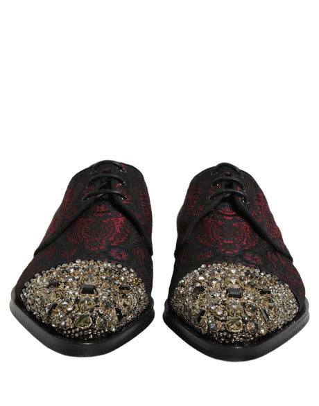 Dolce & Gabbana Black Red Embellished Derby Dress Formal Shoes