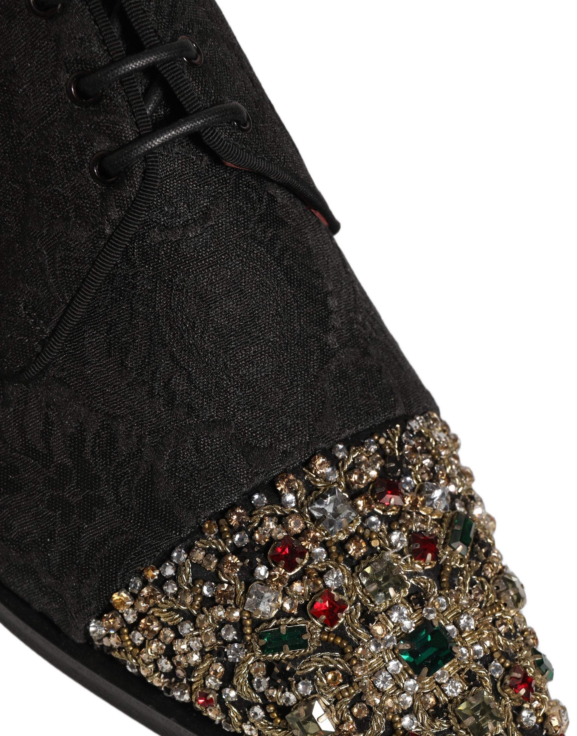 Dolce & Gabbana Black Embellished Men Derby Dress Formal Shoes