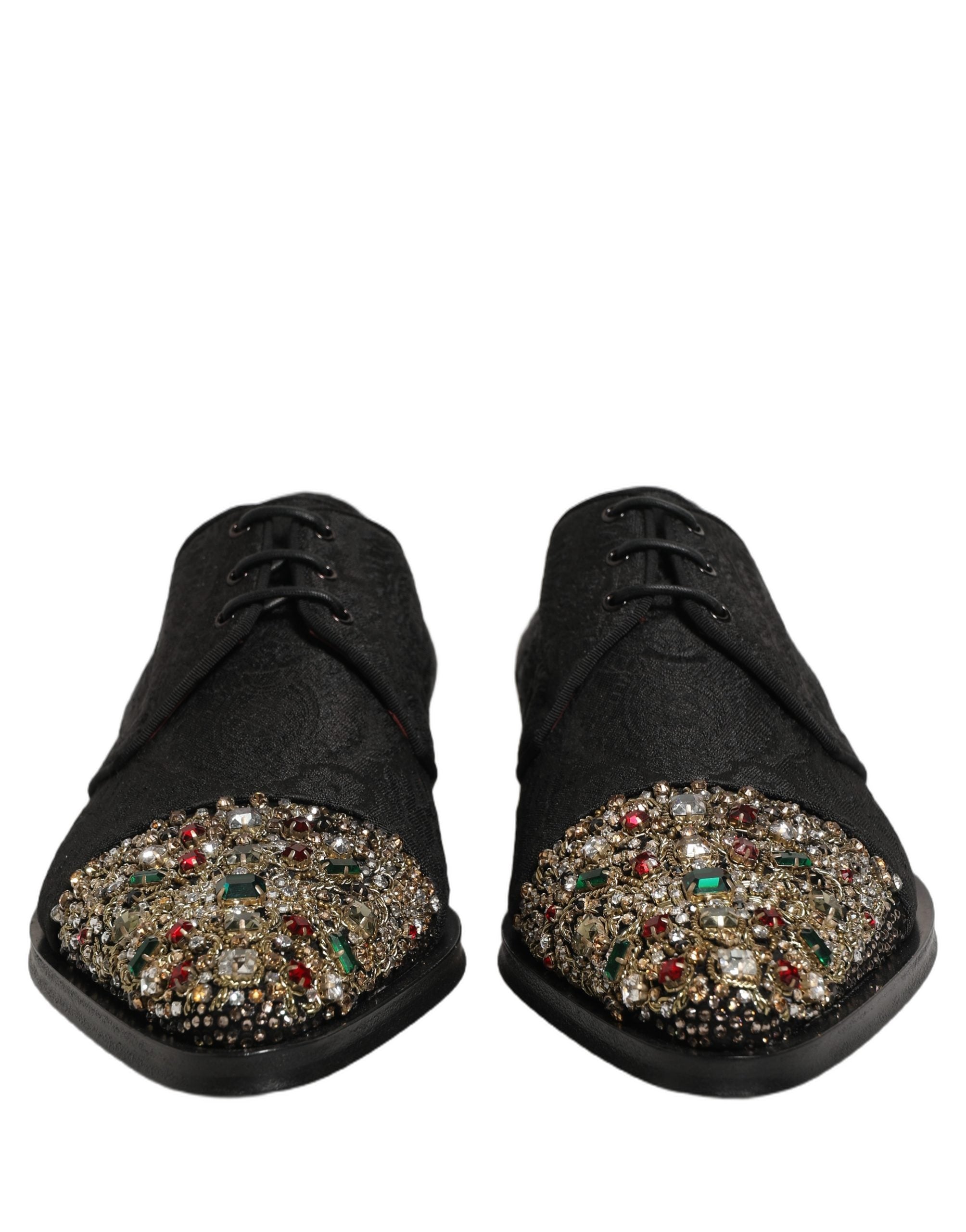 Dolce & Gabbana Black Embellished Men Derby Dress Formal Shoes