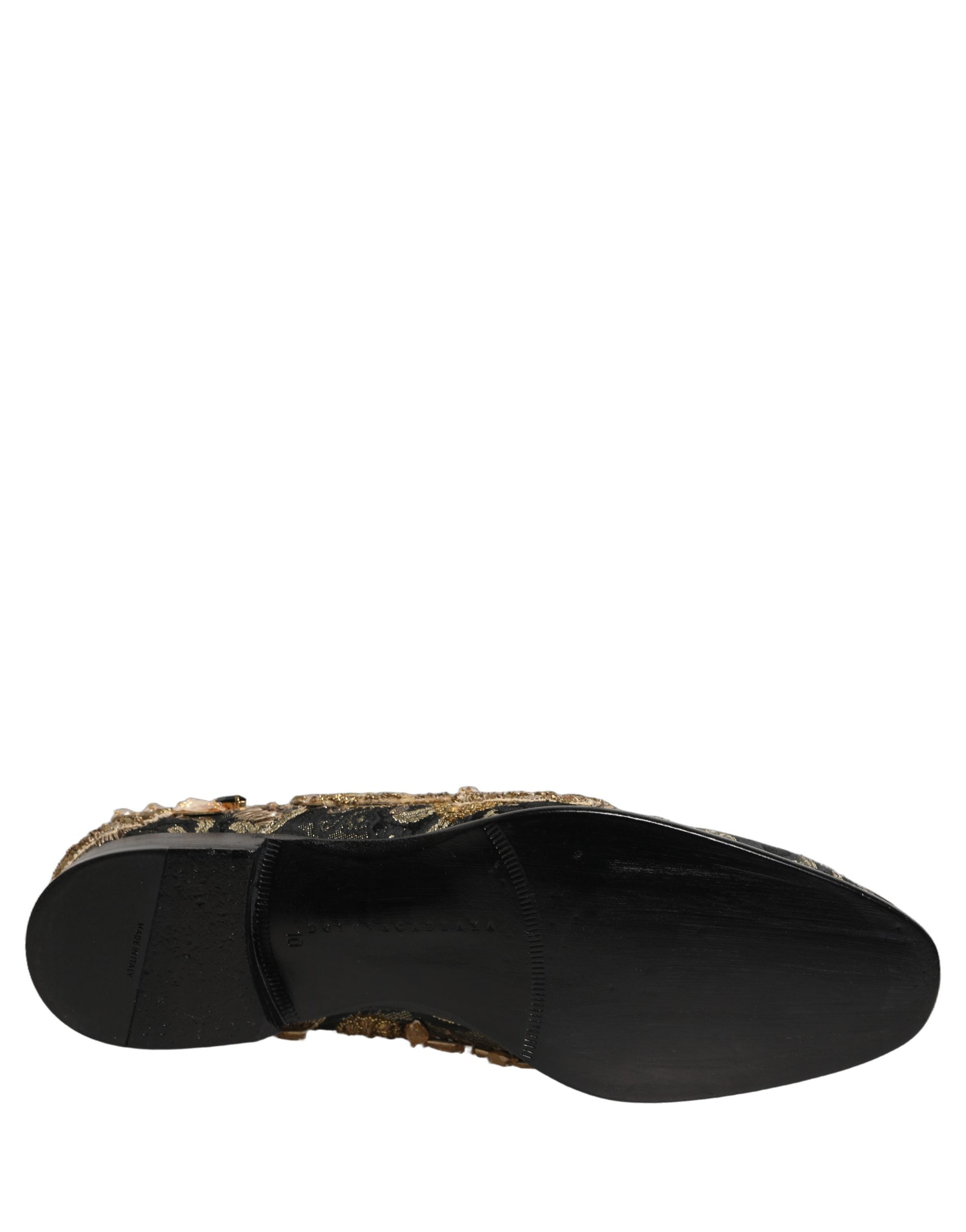 Dolce & Gabbana Black Velvet Embellished Dress Loafers Shoes