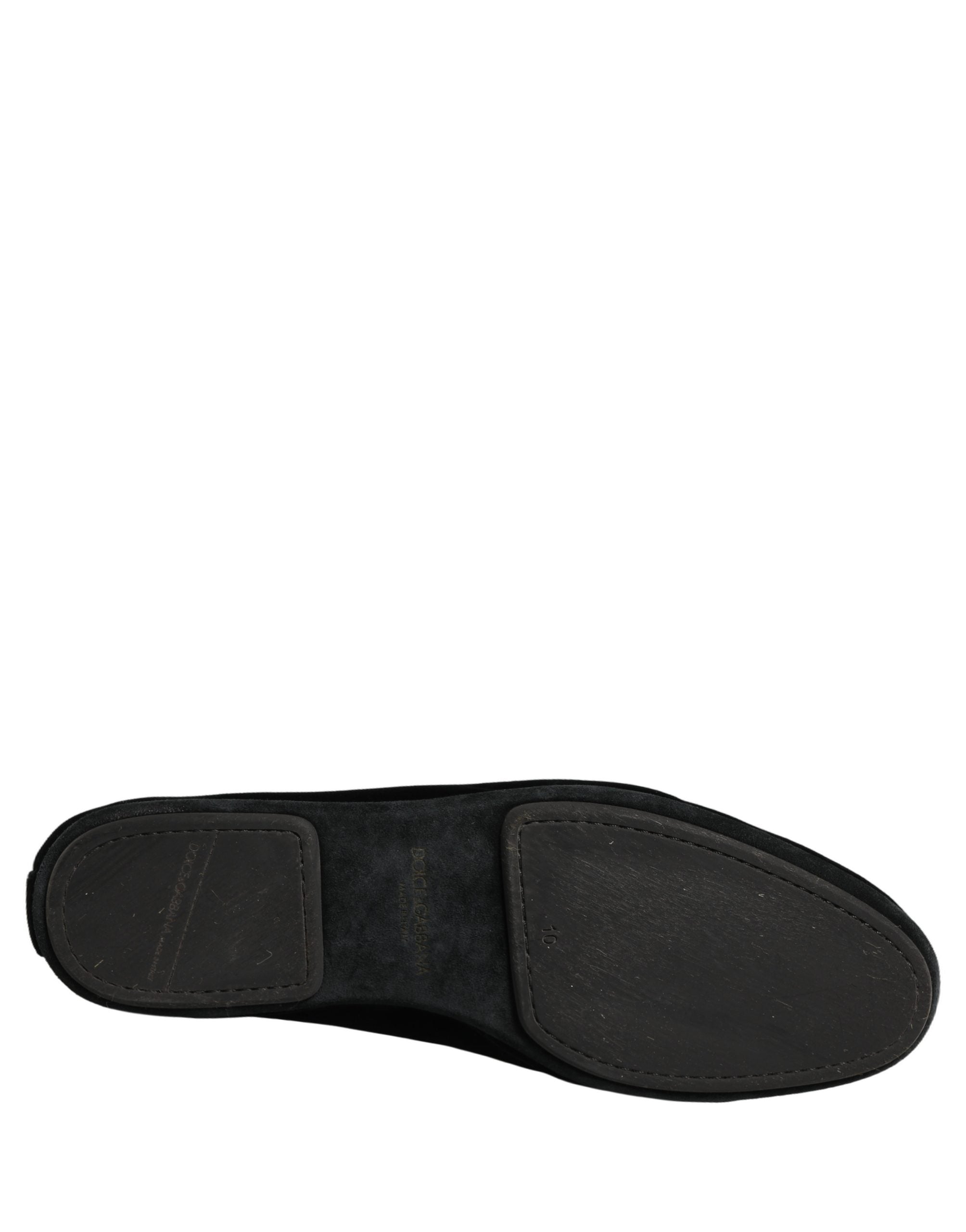 Dolce & Gabbana Black Velvet Sacred Heart Dress Loafers Shoes