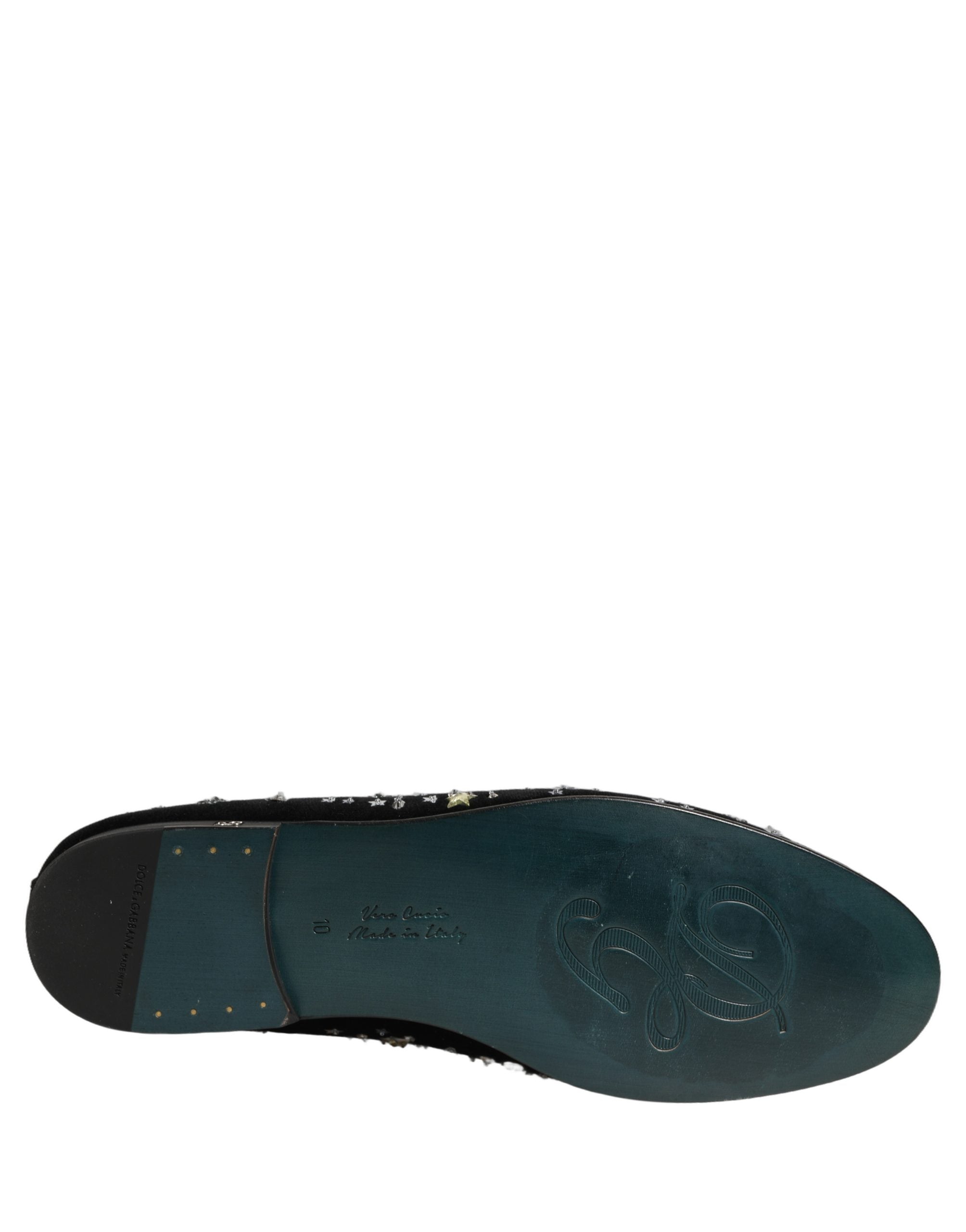 Dolce & Gabbana Black Crystal Embellished Dress Loafers Shoes