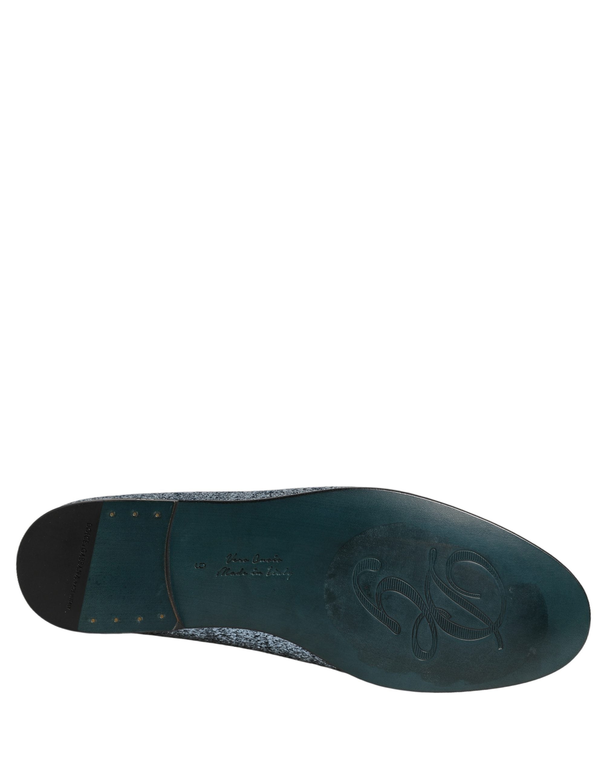 Dolce & Gabbana Blue Glitter Lurex DG Logo Dress Loafers Shoes