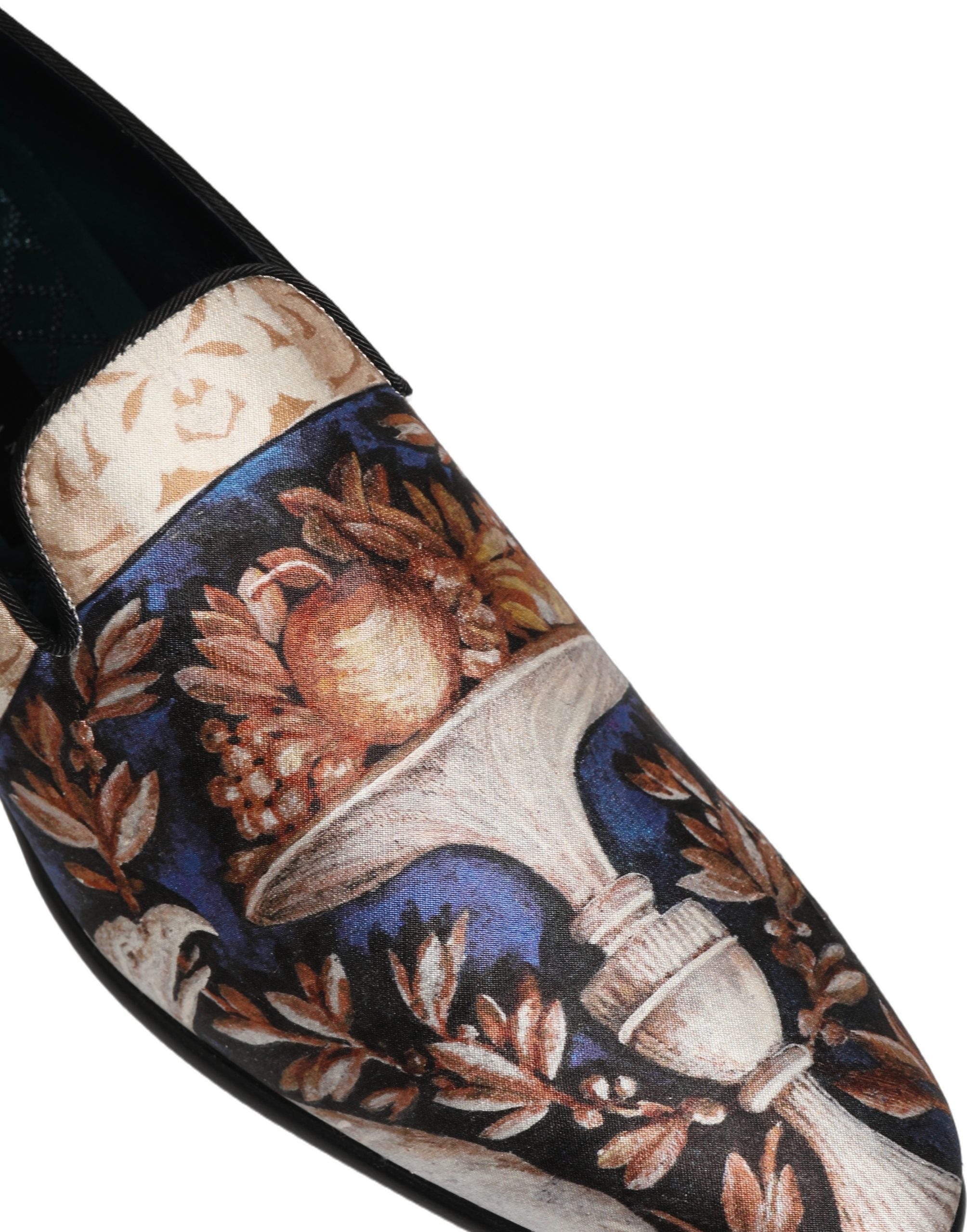 Dolce & Gabbana Multicolor Fruit Print Velvet Loafers Shoes