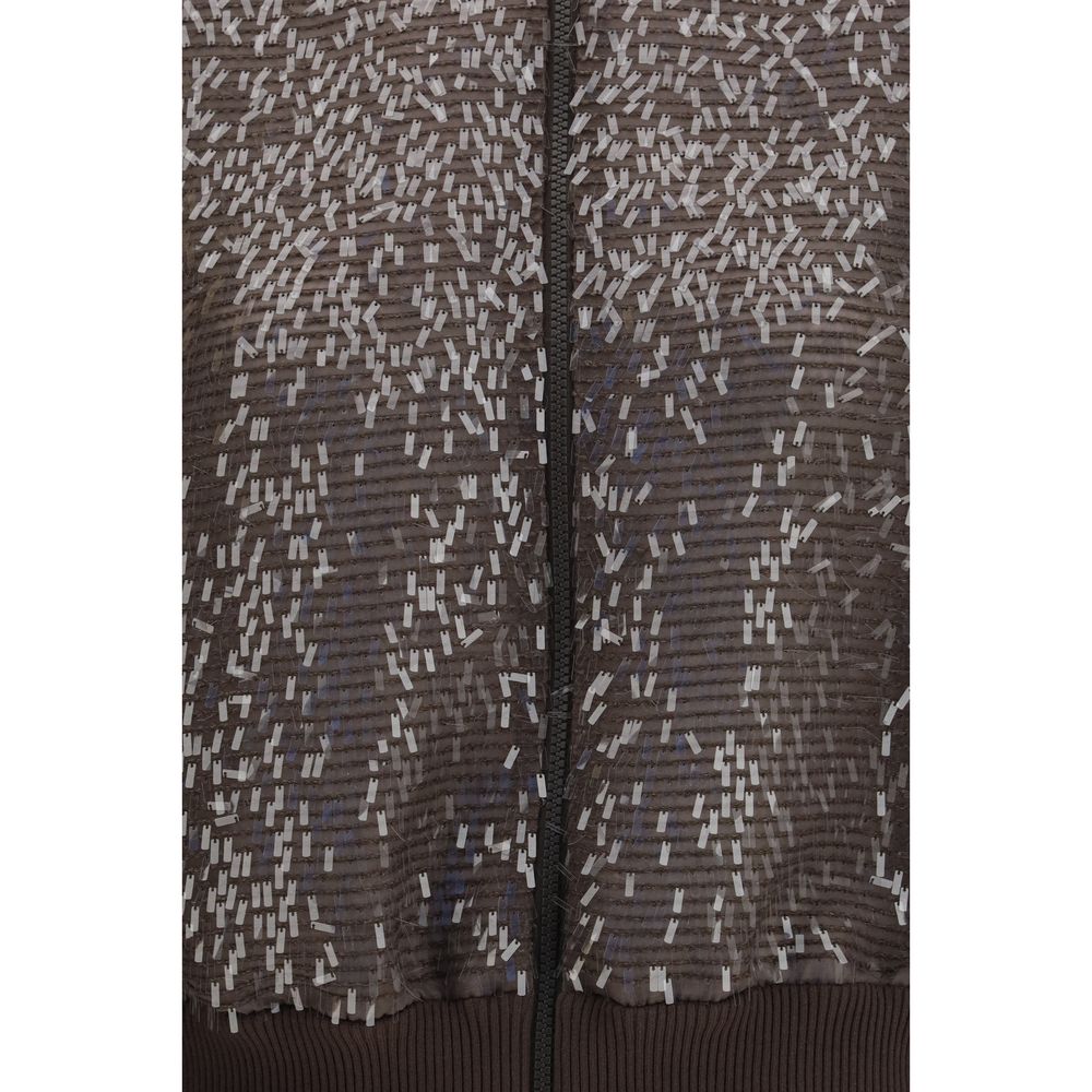 Brunello Cucinelli Brown Silk Bomber