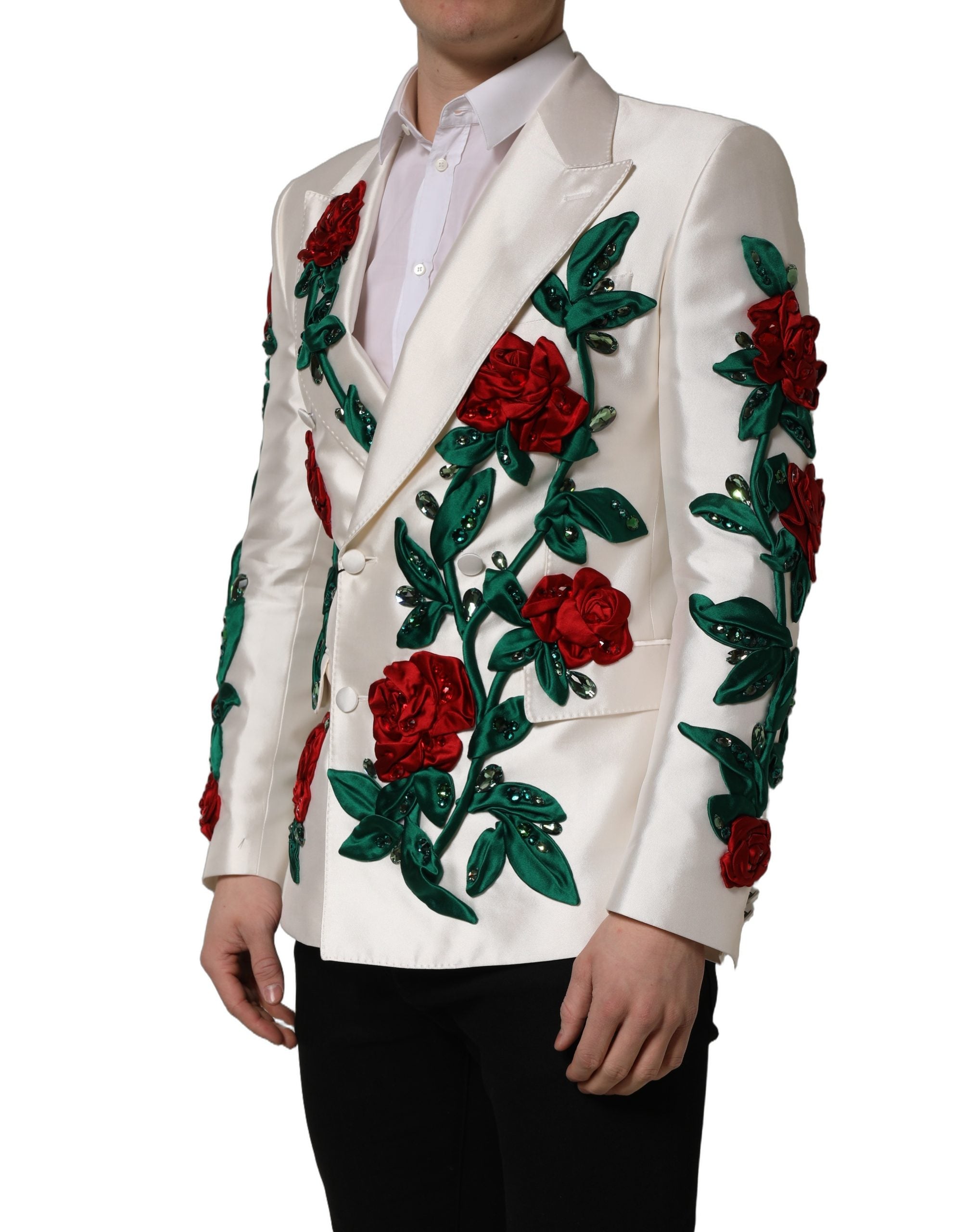 Dolce & Gabbana White Floral SICILIA Double Breasted Jacket