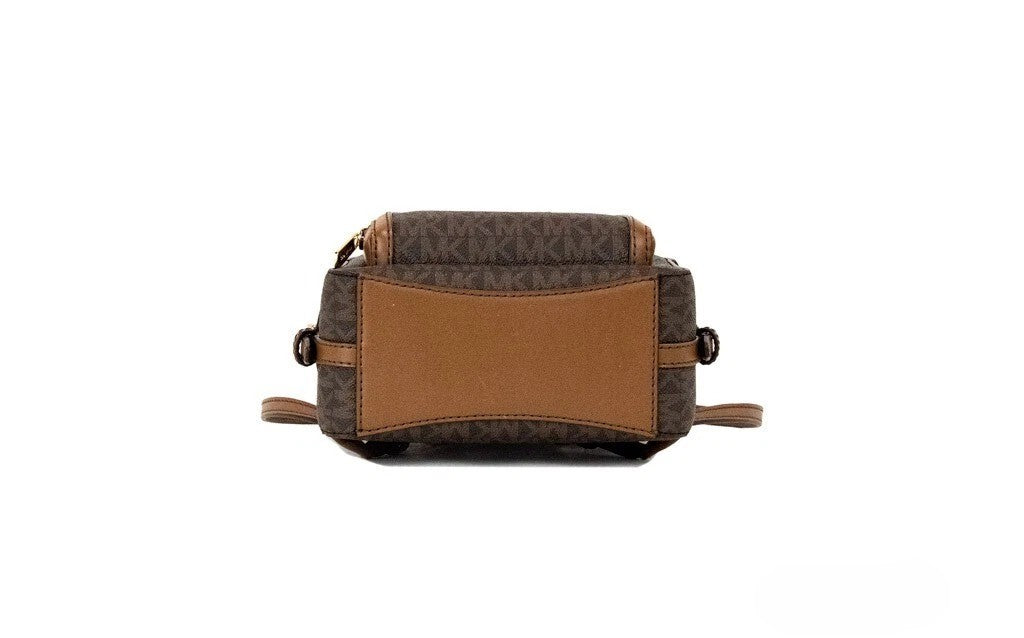 Michael Kors Jaycee Mini XS Brown Signature PVC Zip Pocket Shoulder Backpack Bag