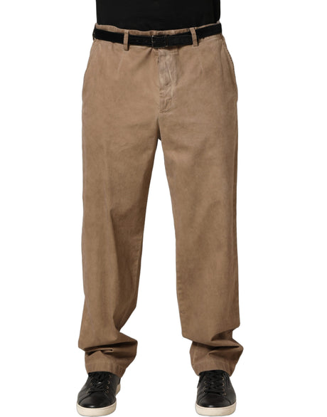 Domenico Tagliente Beige Cotton Straight Leg Men Trouser Pants