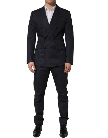 Dolce & Gabbana Blue Cotton Slim Fit Formal 2 Piece Men Suit