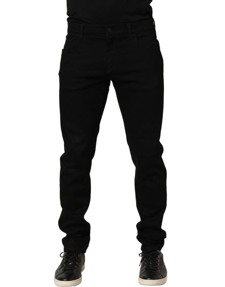 Dolce & Gabbana Black Cotton Stretch Skinny Men Denim Jeans