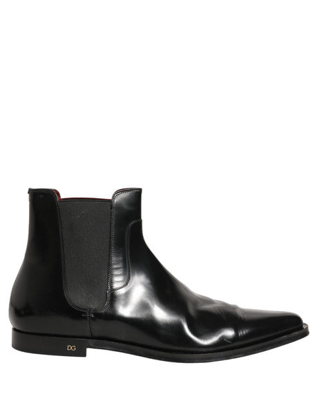 Dolce & Gabbana Black Chelsea Slip On Men Ankle Boots Shoes