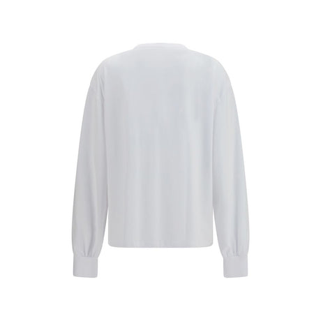 Ganni White Cotton Long Sleeve T-Shirt