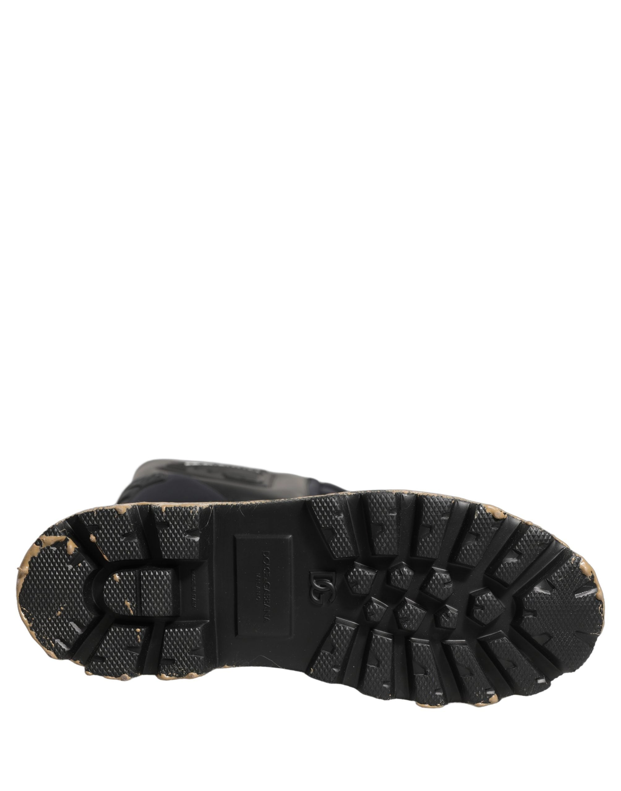Dolce & Gabbana Black Leather Biker Mid Calf Men Boots Shoes