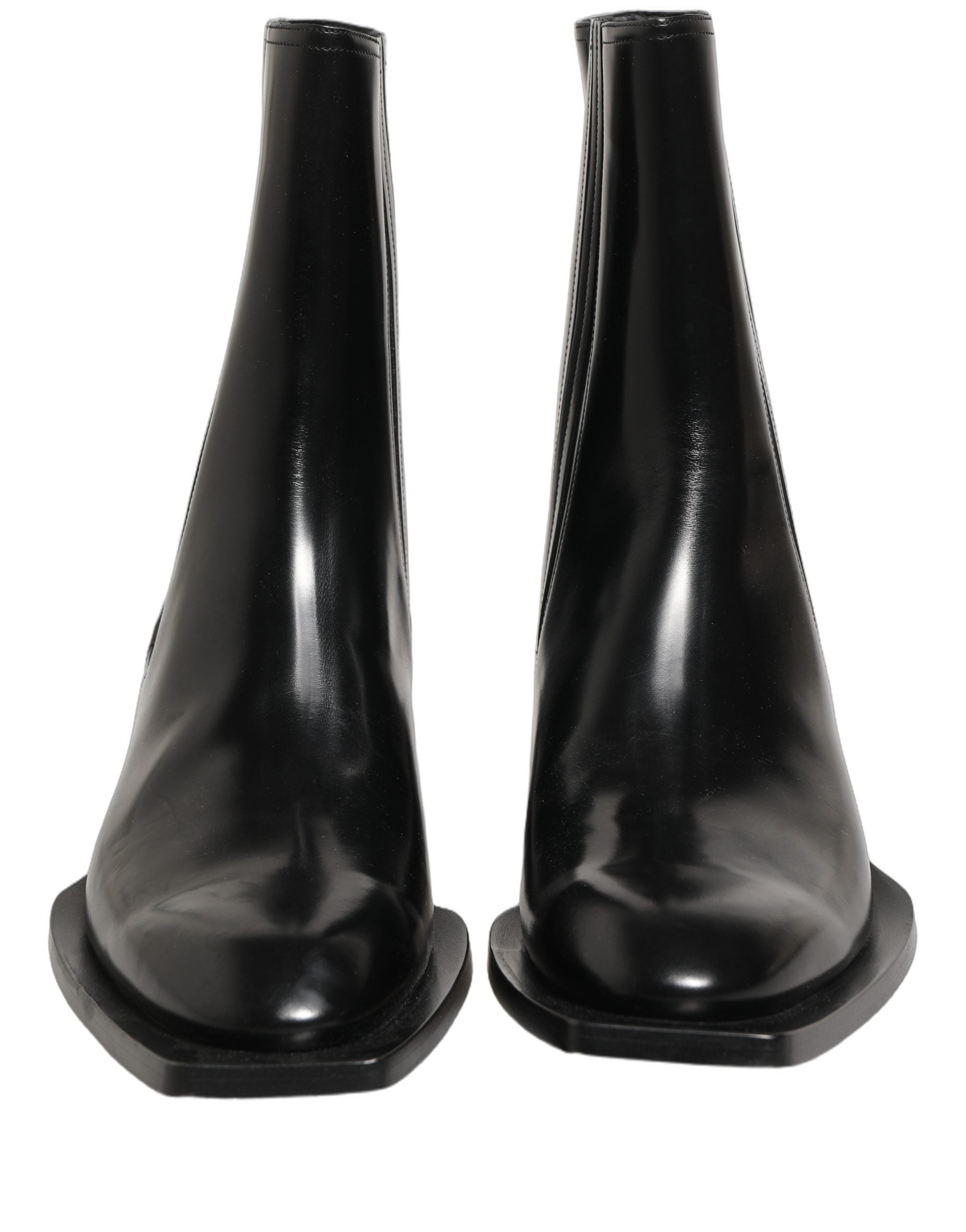 Dolce & Gabbana Black Leather Chelsea Mid Calf Boots Shoes