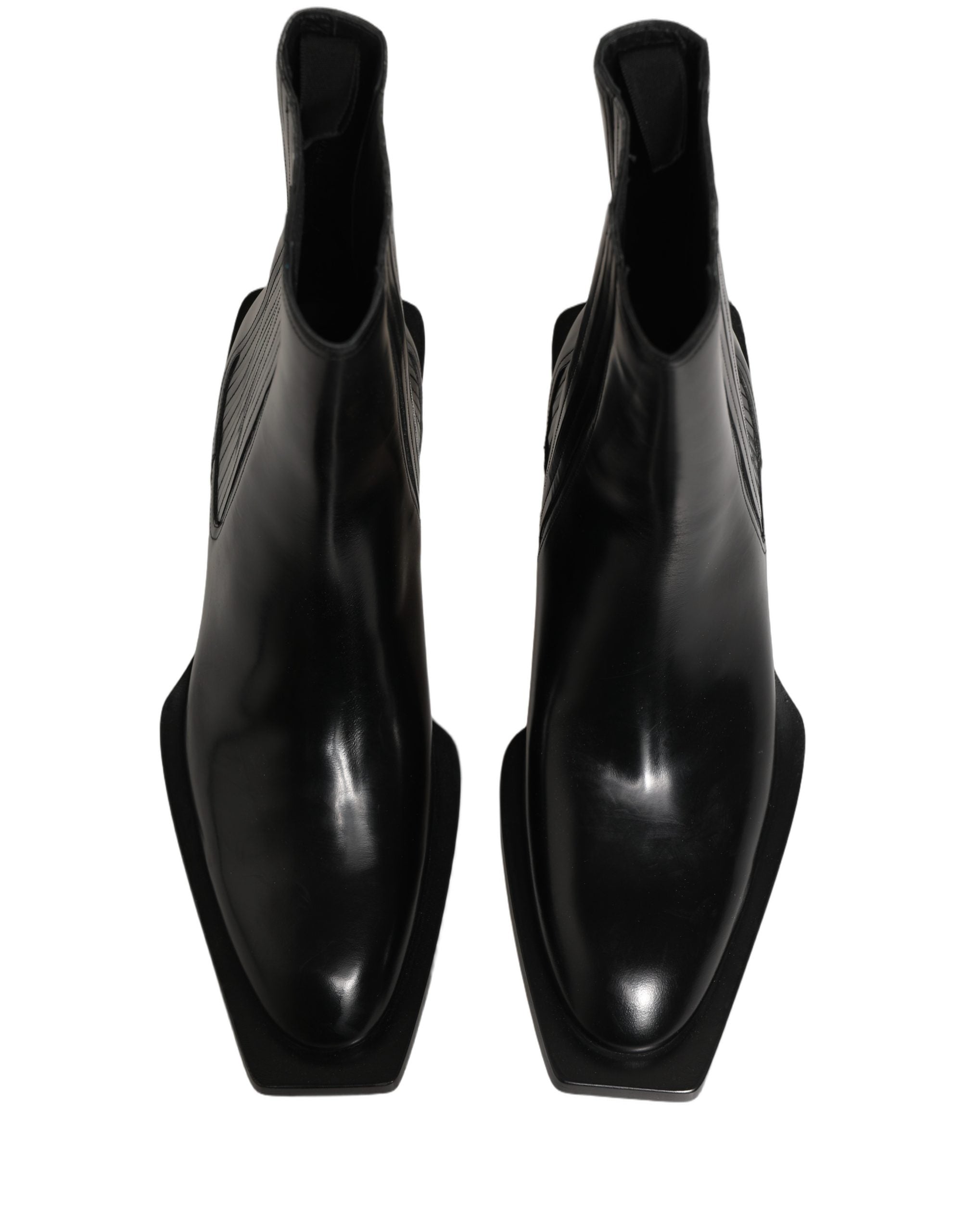 Dolce & Gabbana Black Leather Chelsea Mid Calf Boots Shoes