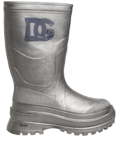 Dolce & Gabbana Metallic Silver Pull On Rain Boots Men Shoes