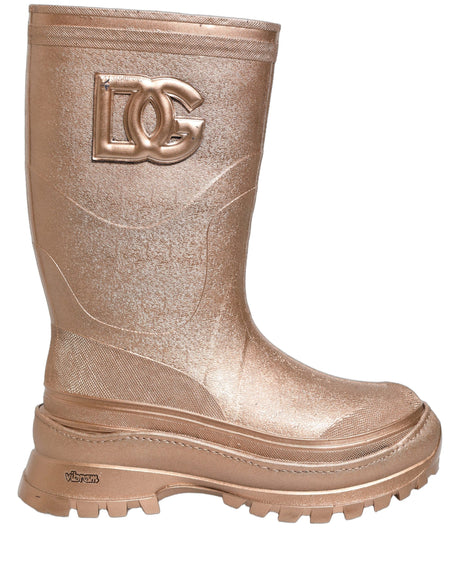 Dolce & Gabbana Rose Gold PVC Pull On Rain Boots Men Shoes