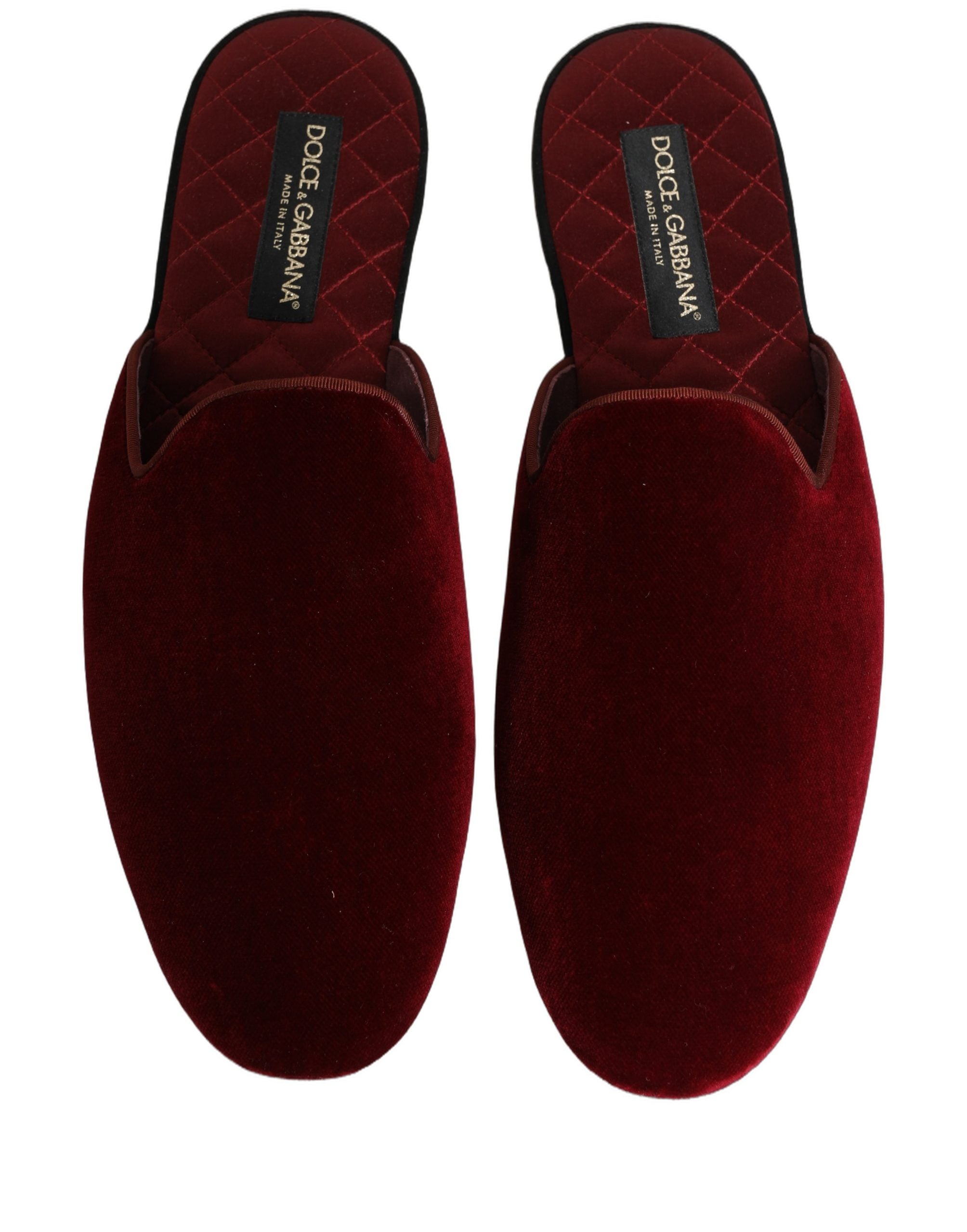 Dolce & Gabbana Red Suede Slides Flat Slipper Men Shoes