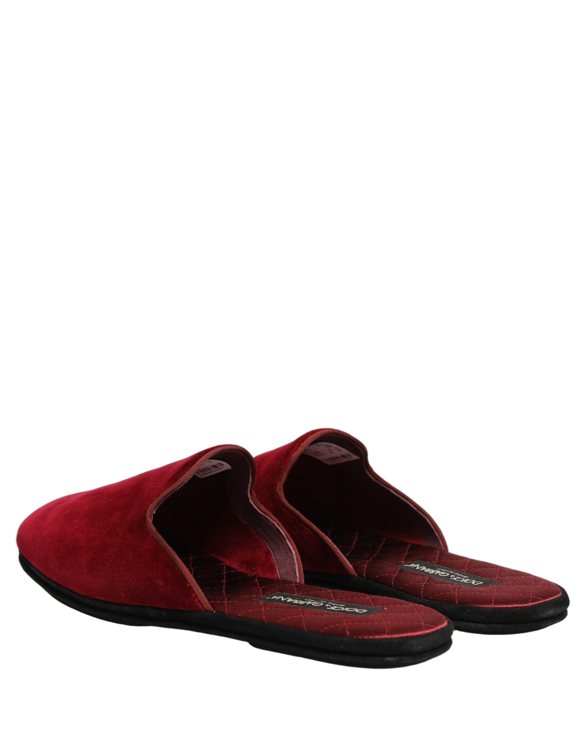 Dolce & Gabbana Red Suede Slides Flat Slipper Men Shoes