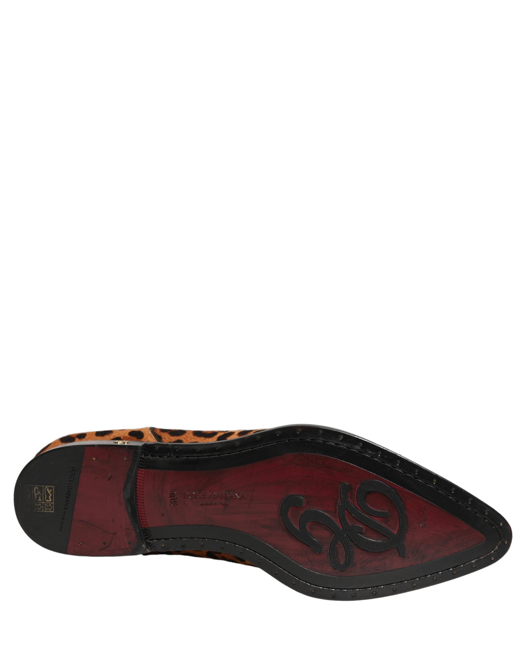 Dolce & Gabbana Brown Black Leopard Pony Hair Derby Shoes