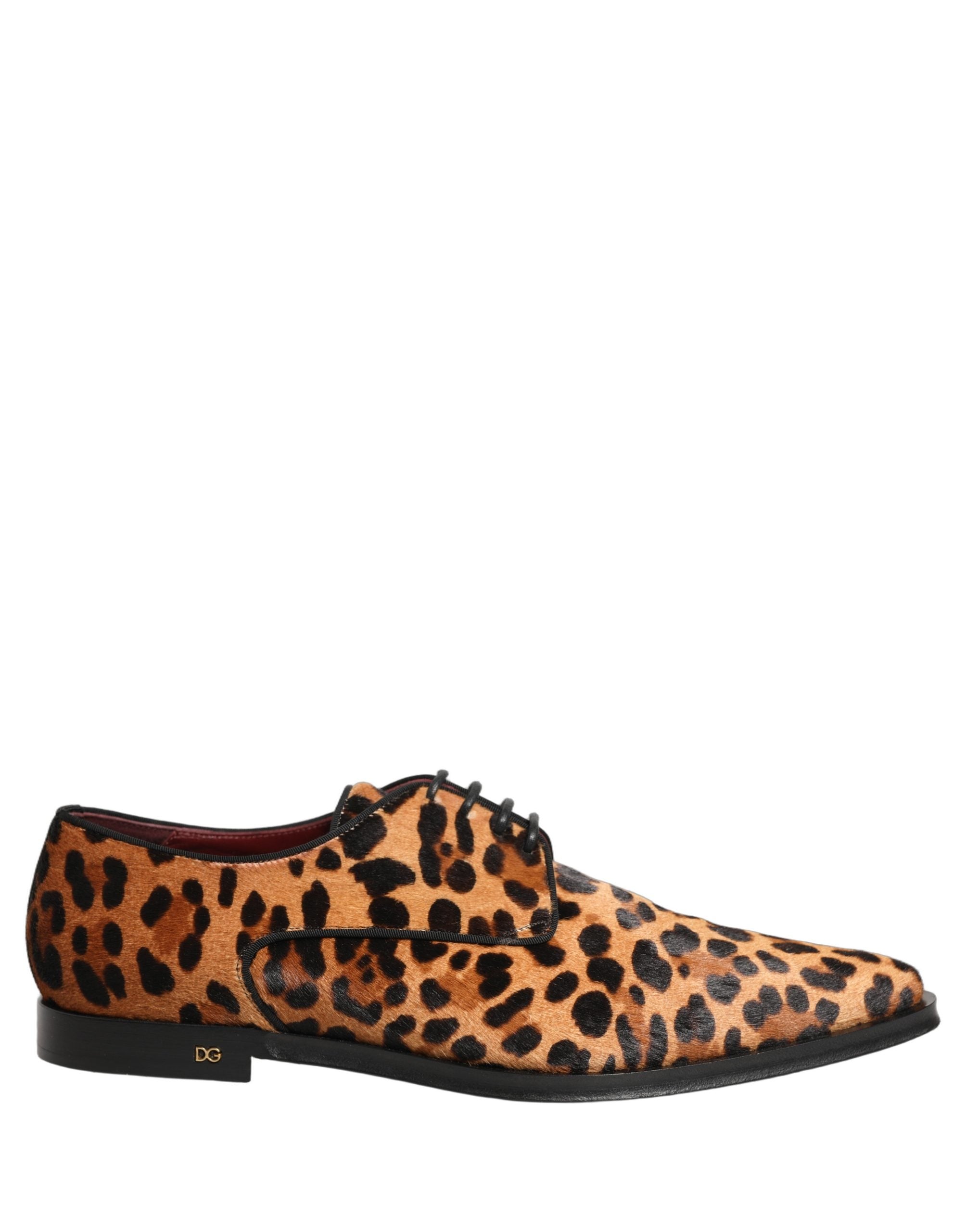 Dolce & Gabbana Brown Black Leopard Pony Hair Derby Shoes