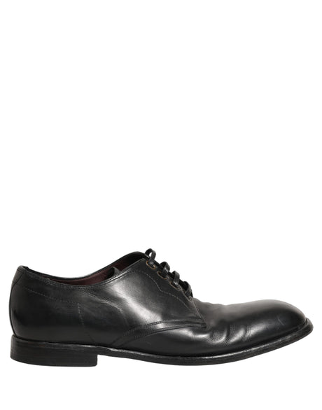 Dolce & Gabbana Black Leather Derby Dress Men Formal Shoes