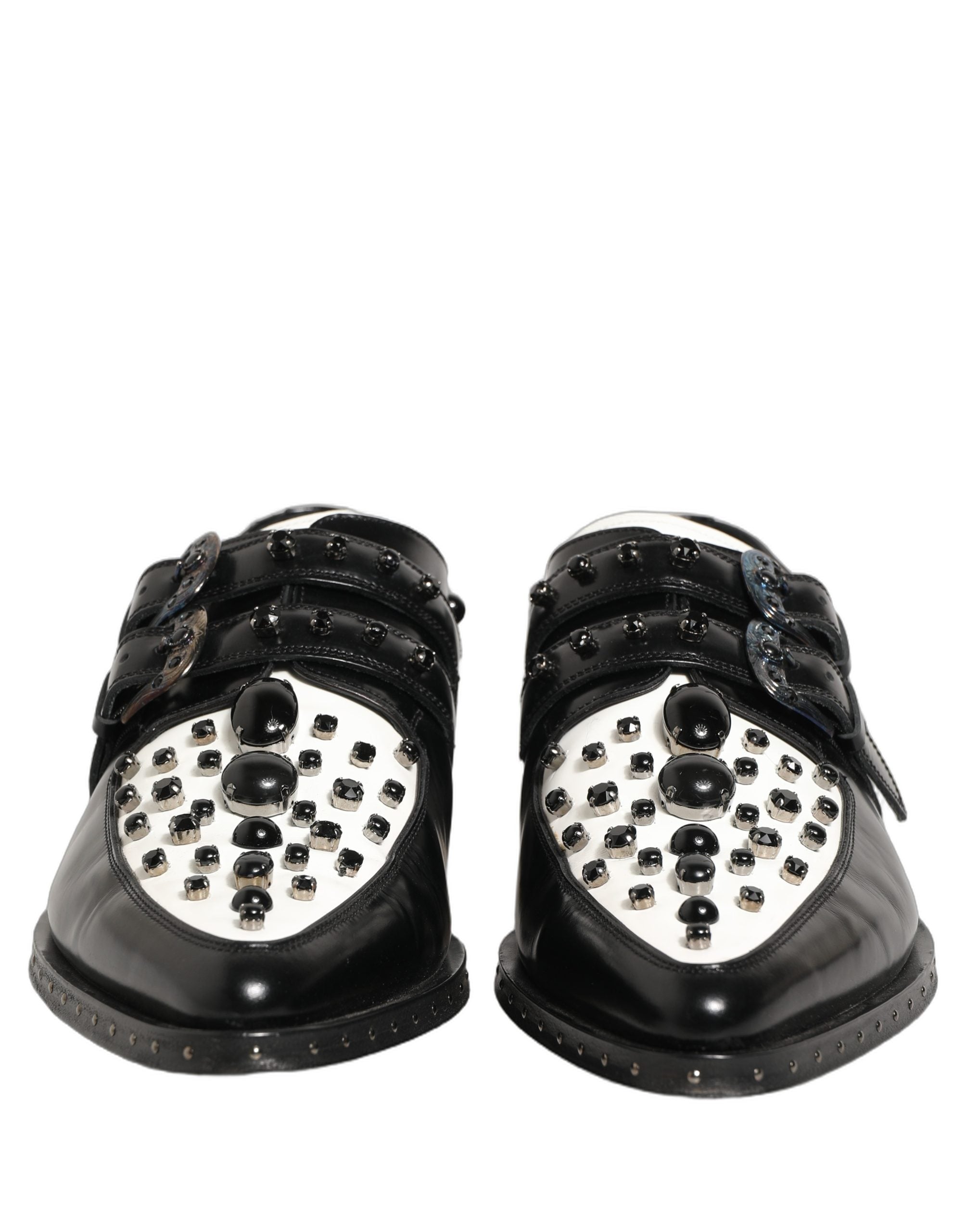 Dolce & Gabbana Black Embellished Derby Monk Strap Men Shoes