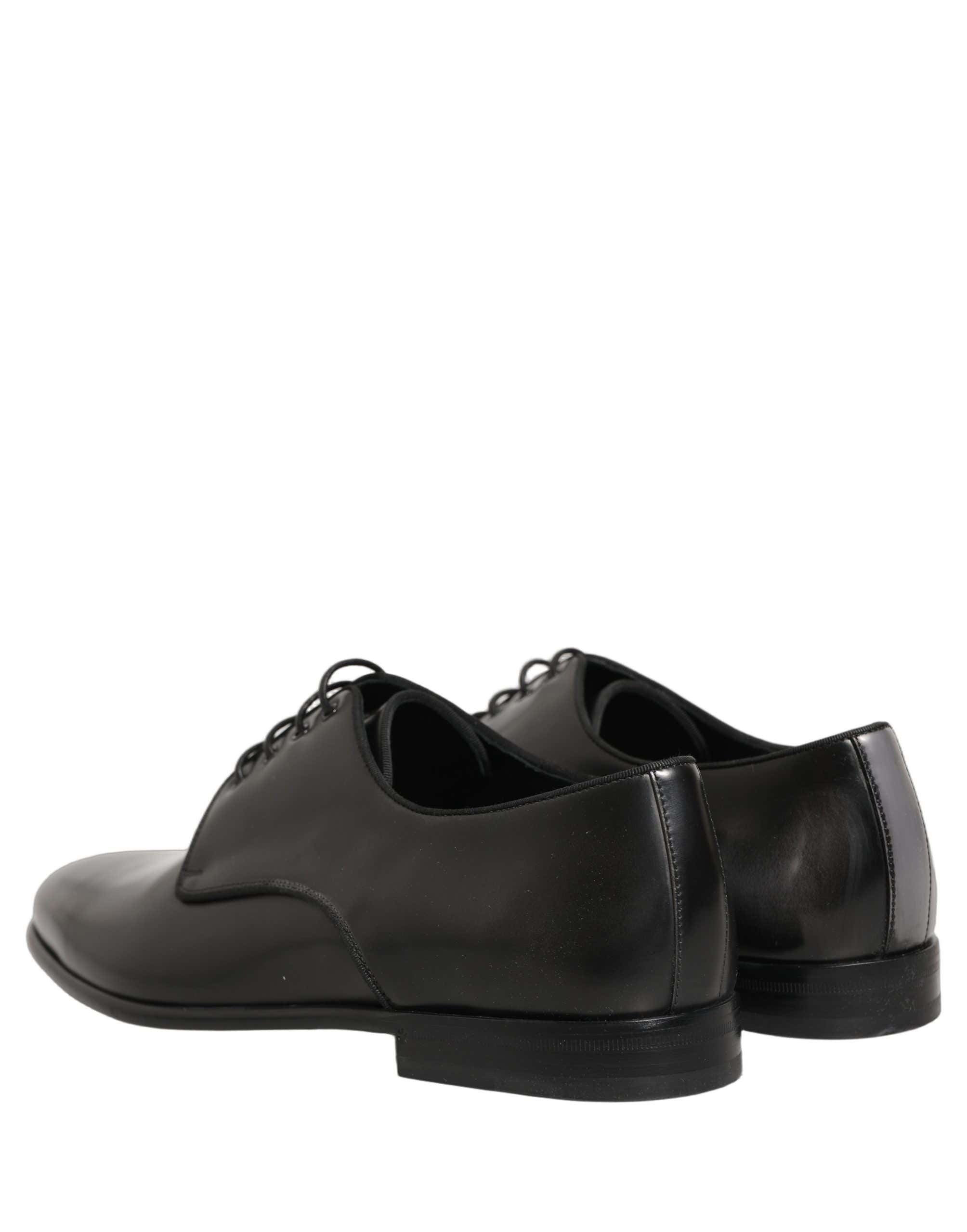 Dolce & Gabbana Black Leather Men Derby Dress Formal Shoes