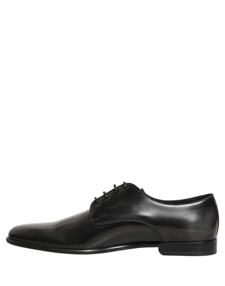 Dolce & Gabbana Black Leather Men Derby Dress Formal Shoes