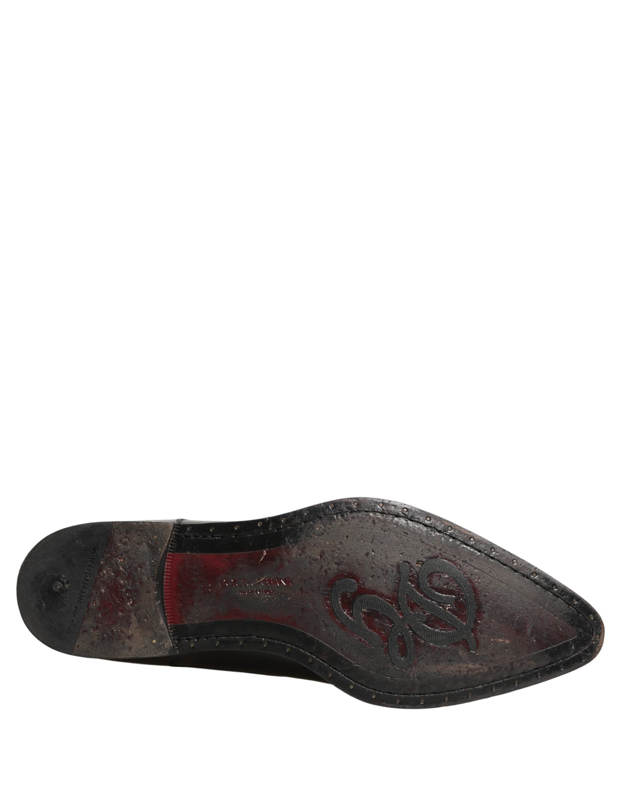Dolce & Gabbana Black Leather Men Derby Dress Formal Shoes