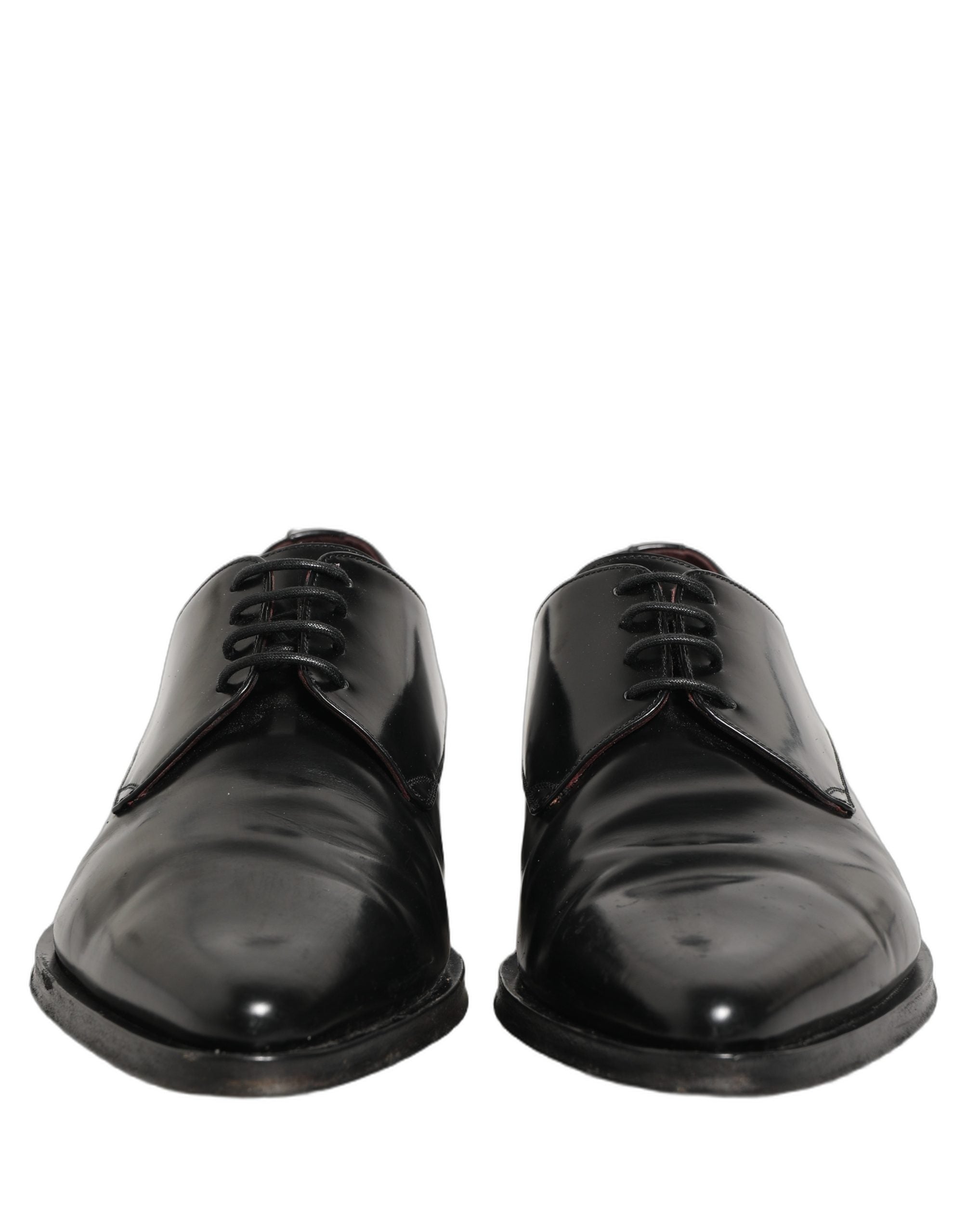 Dolce & Gabbana Black Leather Men Derby Dress Formal Shoes